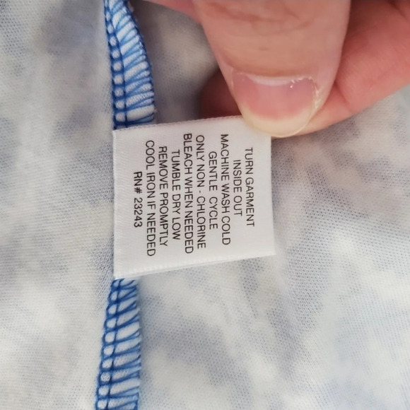 New York & Company Blue White Geometric Fit & Flare Small Dress - Picture 5 of 9